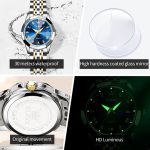 OLEVS Womens Watch Fashion Dress Diamond Female Watches for Ladies Analog Quartz Stainless Steel Waterproof Luminous Day Date Two Tone Wristwatch - Image 4